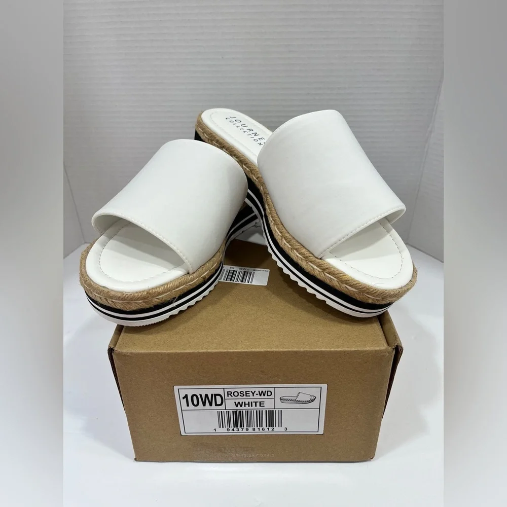 Journee Collection Womens Rosey Slide Sandals. Size 10WD. Color: White‎